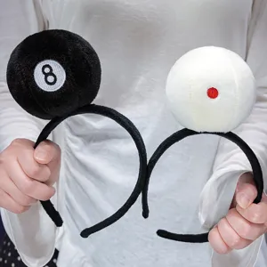 Cute billiards 8-ball plush hair hoop funny design soft headband for women girls daily wear.