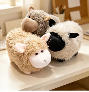 Süßes lockiges Schaf Plüschtier flauschiges Lamm Puppe weich Begleiter Zimmer Dekoration
