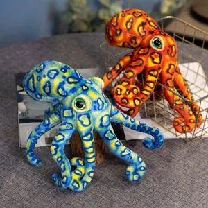 Niedliches weiches Oktopus Plueschtier mit Leopardenmuster Kuschelpuppe fuer Kinder Geschenk