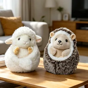 Cute sheep and hedgehog plush toy set, soft stuffed animal doll for kids and girls birthday gifts.
