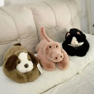 Cute Cartoon Animal Plush Toy Soft Stuffed Puppy Crocodile Black Cat Doll Home Decor