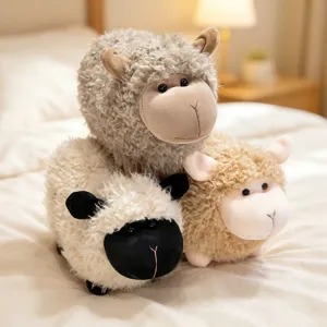 Süßes Lockiges Kleines Schaf Plüschtier Simulations Lamm Stofftier Puppe Weiches Flauschiges Begleiter Kissen Kinder Geschenk Dekoration