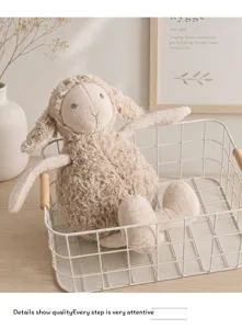 Cozy beige lamb plush toy with long limbs, soft stuffed animal doll, perfect birthday gift for kids.