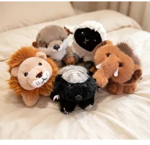 Cute plush animal toy set safari wild lion mammoth soft stuffed doll for kids toys