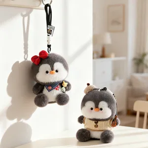 Simpatico pinguino peluche paffuto portachiavi, morbida bambola peluche ciondolo borsa per ragazze.