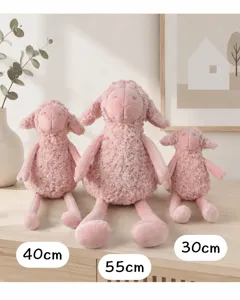 Pink plush lamb toy set, cute long-legged sheep stuffed animal, soft children comforting doll.
