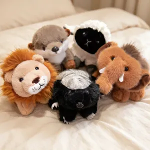 Cute Stuffed Animal Plush Toy Soft Fluffy Lion Goat Mammoth Otter Doll Children Comfort Companion Toy Gift