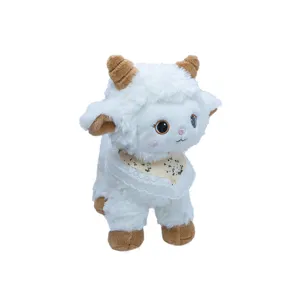 Cute fluffy sheep plush toy doll, soft white lamb stuffed animal for kids and companion.