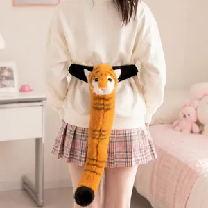 Juguete de Peluche con Cola de Animal de Dibujos Animados Leopardo Tigre Jirafa Cinturón Lindo Disfraz Accesorio de Actuación Juguete para Niños