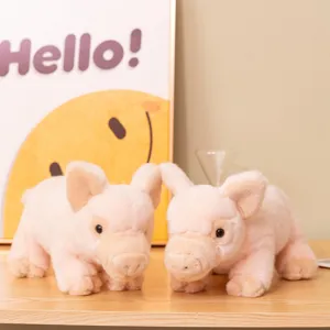Cute plush pig doll stuffed animal toy, lying cute pink pig companion for kids sleeping softly.