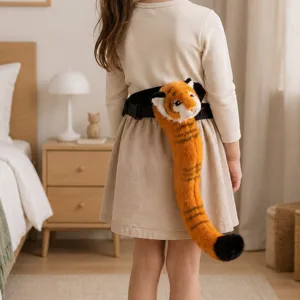 Accesorio de cinturon de felpa con cola de tigre para ninos, accesorio animal suave
