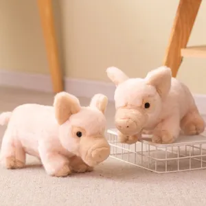 Cute pink pig plush toy cute stuffed animal soft hugging pillow companion doll for kids
