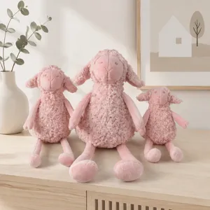 Pink long leg fluffy sheep plush toy cute stuffed animal comforting doll birthday gift