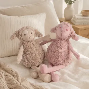 Cute plush lamb toy set, long leg stuffed sheep doll, soft cuddly animal for kids gift.