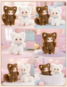 Simpatico peluche morbido volpe bambola di peluche con bellissima collana ciondolo carina.