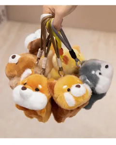 Cute animal plush keychain pendant cute puppy bear hanging toy bag accessory detail view