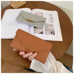 Women long wallet minimalist envelope clutch bag multi-card slot slim purse detail view