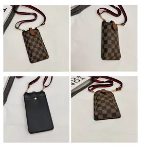 Mini crossbody phone bag for women retro checkered pattern chic casual shoulder bag
