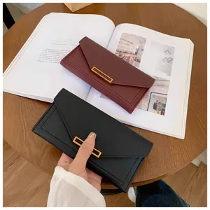 Women long envelope wallet PU leather fashion card holder elegant clutch purse daily use.