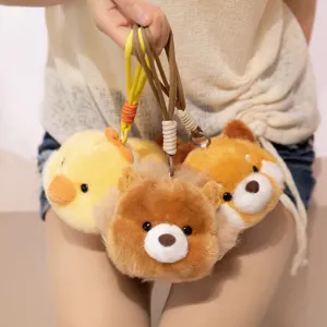 Cute plush animal keychain cartoon doll backpack pendant soft toy gift for kids adults