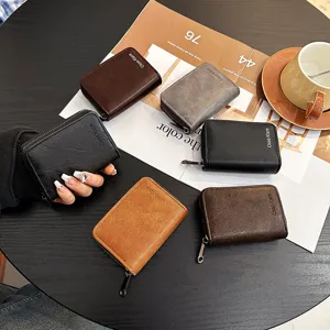 PU Leather Card Holder Women Men Business Card Case Multi Card Slot Zipper Wallet Portable Driver License Holder