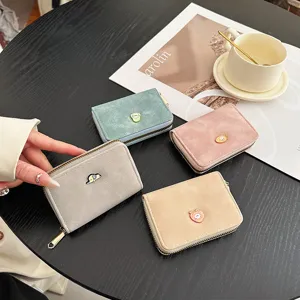 Simpatico Portacarte in Pelle PU Opaca per Donna Chiusura a Zip Blocco RFID Piccolo Portafoglio Slot Multipli Mini Borsellino per Studentesse