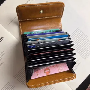 Vintage Oywachs Leder Kartenetui, Multi-Slot Akkordeon Geldbörse für Bankkarten und Ausweise.