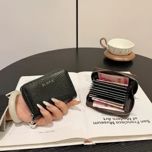 Exquisite compact card holder multi-slot zipper coin purse for women daily fashion use