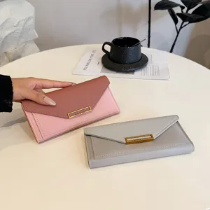 Women Long Wallet Fashion Korean Style Minimalist Envelope Clutch Card Holder Purse