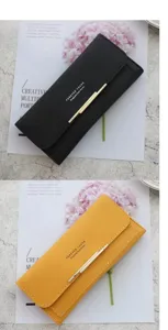 Detail view of women's long folding wallet, large capacity multi card slots purse chic clutch
