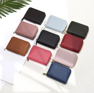 Porte-cartes Minimaliste en Cuir PU Fermeture Éclair Emplacements Multiples Blocage RFID Portefeuille Pour Hommes Femmes