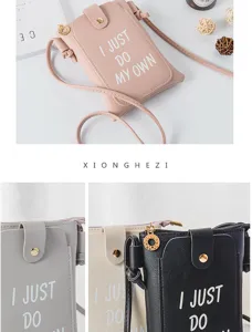 Minimalist PU leather crossbody phone bag for women, trendy small shoulder bag with strap.