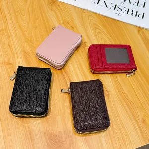 Minimalistischer PU Leder Akkordeon Kartenhalter mit mehreren Fächern für Damen & Herren.