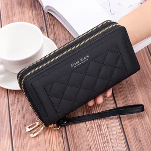 Portafoglio Lungo da Donna Moda in Pelle PU Doppia Cerniera Grande Capacità Pochette Borsa da Polso per Telefono Urban Minimalista Lettera Pochette