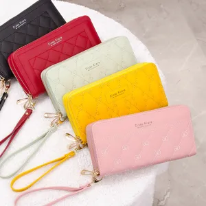 Portafoglio donna lungo con doppia cerniera pochette porta carte bracciale nuovo