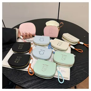 Cute dopamine color mini coin purse card holder with lanyard, multi card slot cute mini wallet.