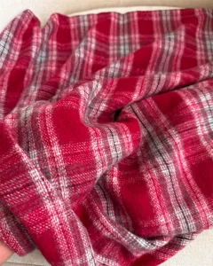 Red plaid cashmere feel scarf winter warm fashion tassel shawl unisex cozy soft tartan wrap