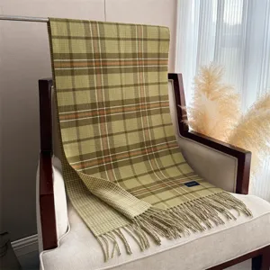 Elegant plaid imitation cashmere scarf shawl for women men autumn winter warm commuting fringe scarf
