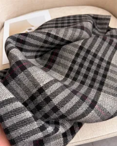 Classic grey black plaid winter scarf for women men, soft warm imitation cashmere shawl.
