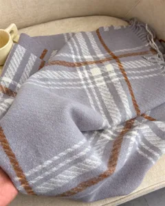 Cozy winter plaid tassel scarf for women and men, soft warm cashmere feel shawl wrap.