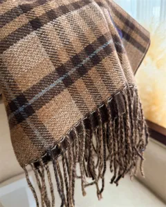 Classic plaid winter scarf for men and women, cozy cashmere feel tassel shawl fashion.