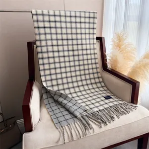 Classic plaid cashmere feel tassel scarf, cozy autumn winter warm shawl for daily commuting.