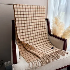 Classic plaid cashmere feel tassel scarf, cozy autumn and winter warm shawl for daily commute.