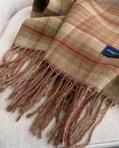 Cozy autumn winter plaid tassel scarf for women and men warm soft fashion neck wrap.