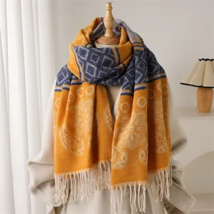 Winter Warm Imitation Cashmere Scarf Paisley Floral Geometric Pattern Tassel Fringe Shawl Unisex Fashion Scarf