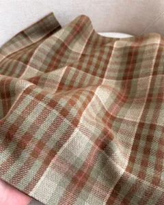 Classic plaid pattern cashmere feel scarf detail view, warm winter shawl for daily wear.