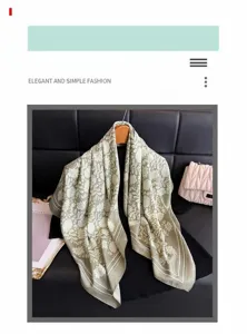 Vintage vert floral soie-sensation carré foulard élégante mode châle pour femmes