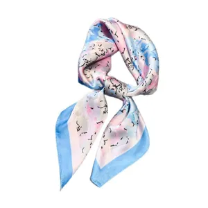 Élégant foulard en soie imprimé pour femme, carré abstrait floral chic et élégant bandeau de cou.