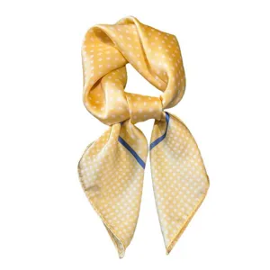 Elegante gelbe gepunktete Seidenschlaufe quadratisches Halstuch stilvolles Modeaccessoire Damen
