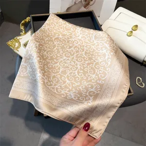70cm satin silk square scarf vintage floral neckerchief hair band elegant women accessory